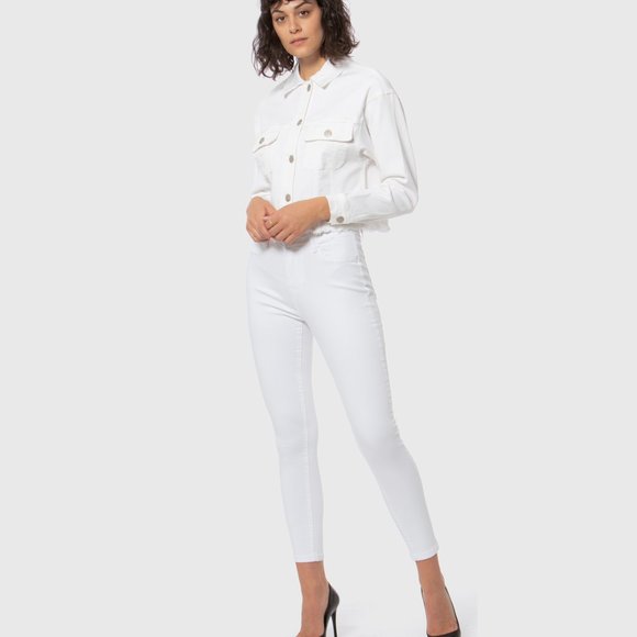 High Rise Super Skinny Jean in White - Picture 1 of 3